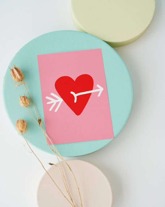 Carte coeur et flèche