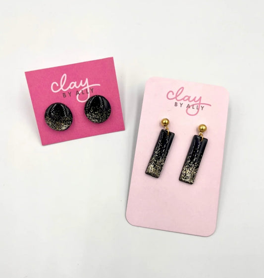 Boucles d'oreilles noir et or