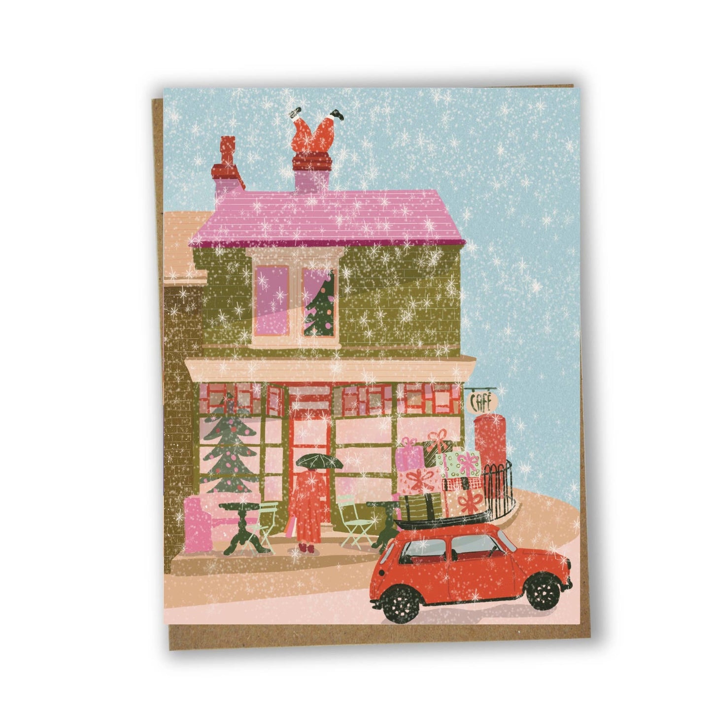 Carte de Noël illustrée – Noël en ville