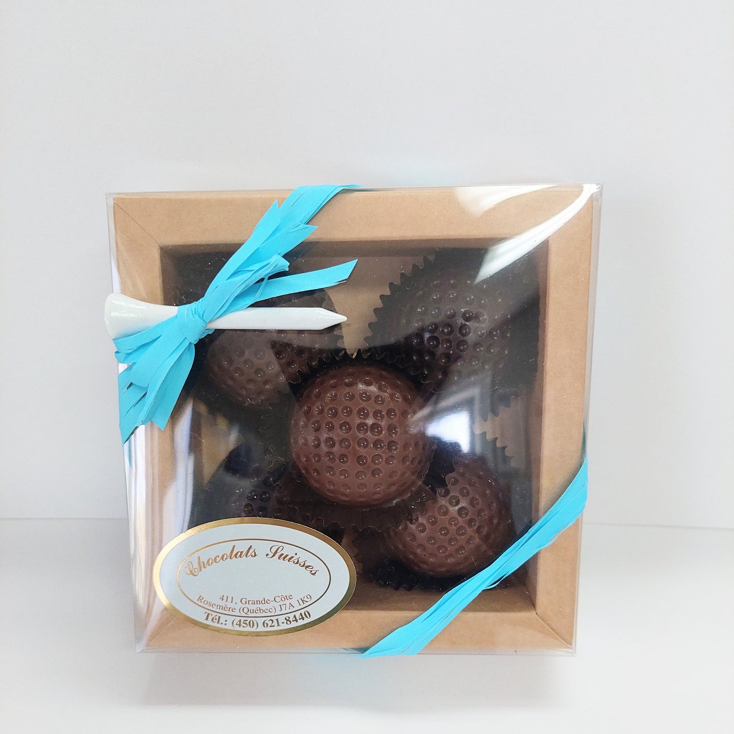 5 half golf balls with praliné or caramel