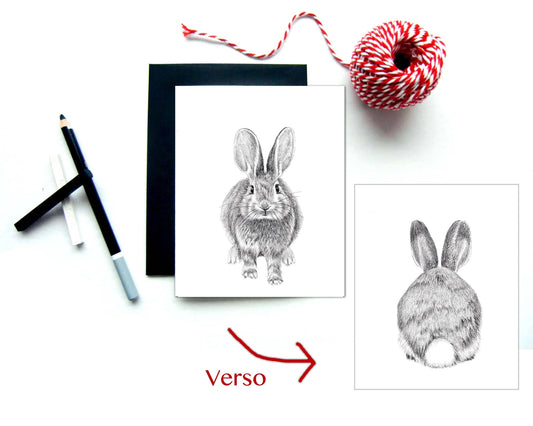 Carte de vœux Lapin avant et arrière