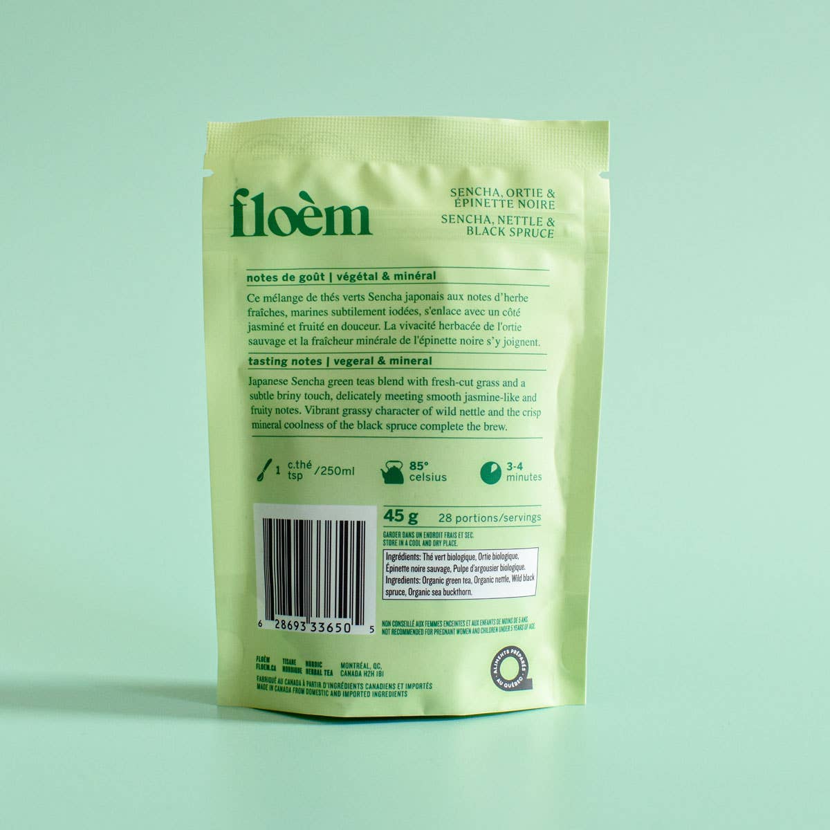 Thé en vrac – Thé vert Sencha, Ortie & Épinette noire