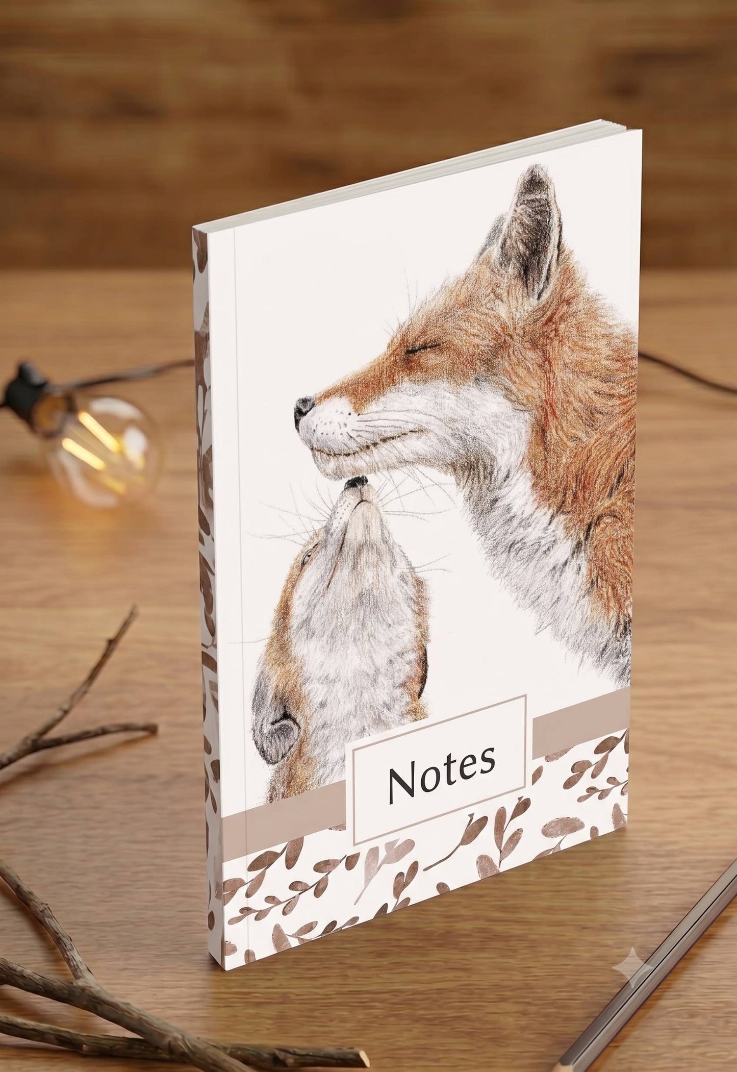 Cahier de notes - maman renard et son bébé
